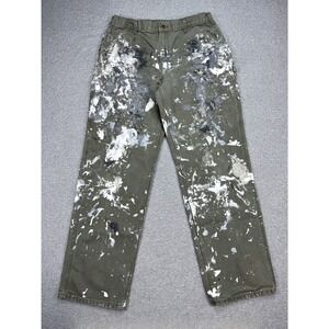 Carhartt Pants Men's 36x34 Olive Green Paint Splatter Distressed Dungaree Fit